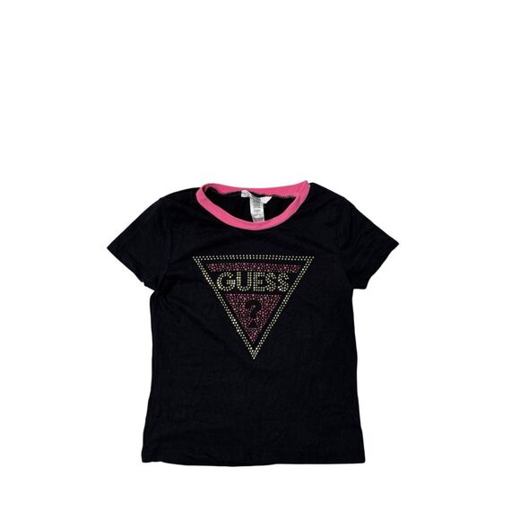 Guess Rhinestone Y2K Baby Tee Black and Pink Sparkle NWT - Picture 1 of 8